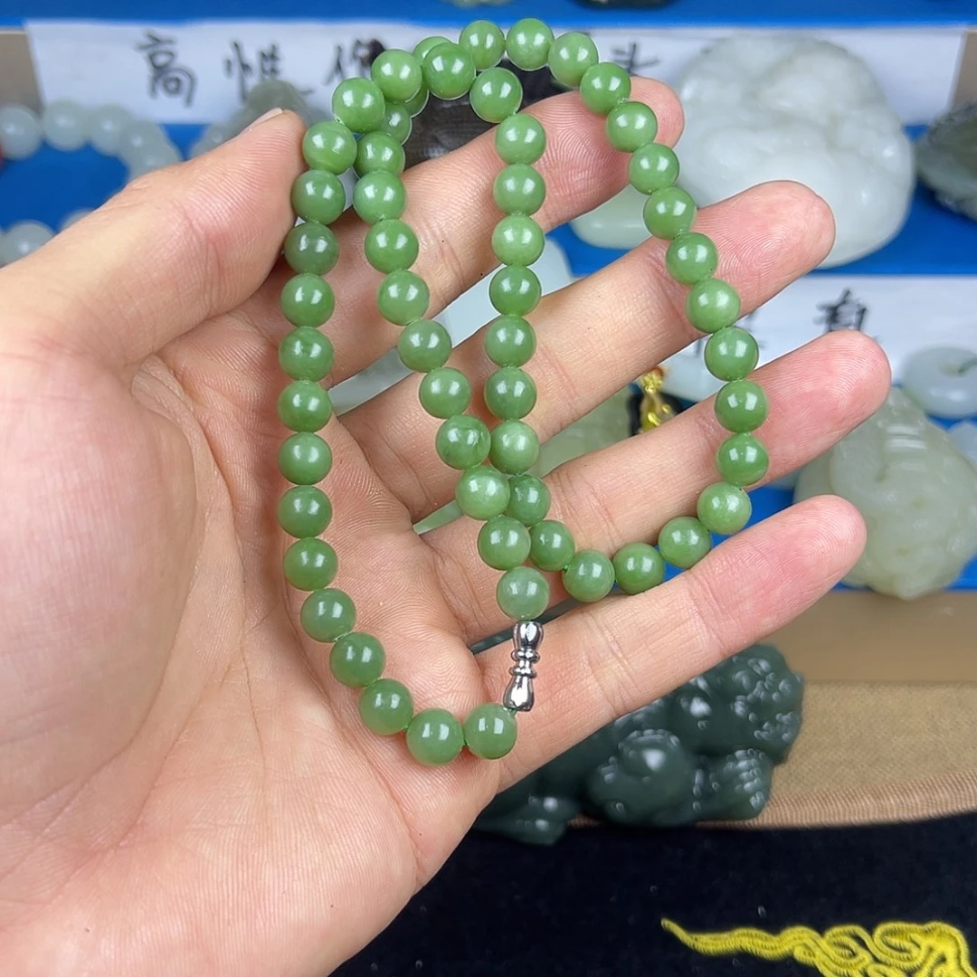 和田玉未镶嵌颈饰纯天然和田玉俄罗斯碧玉项链