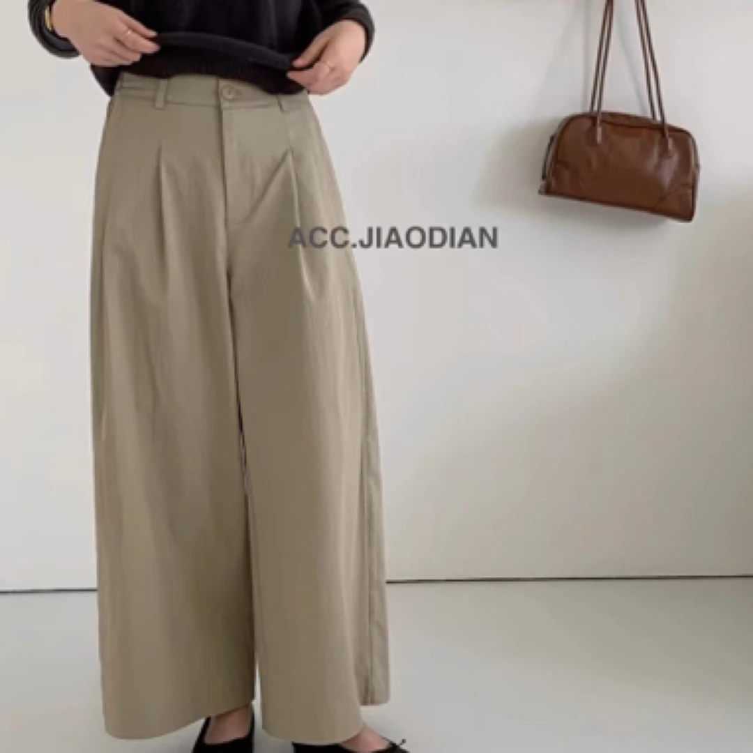 韩国正品 No/退 25年春款高腰设计阔腿裤