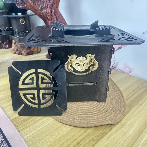 户外室内烧柴烧炭煮茶炉新款加大可拆装茶炉可加内胆炉带接灰盒