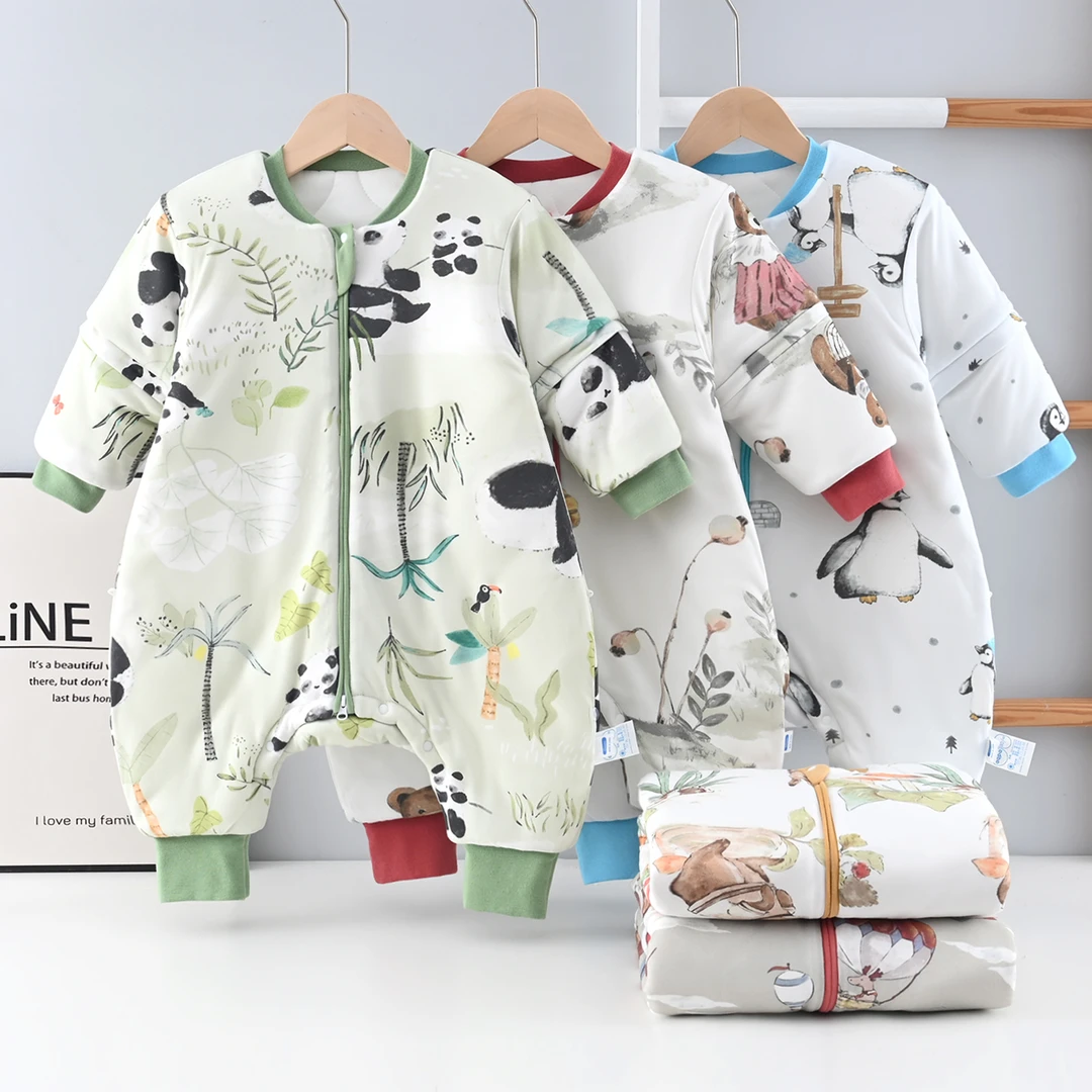 儿童睡袋婴幼儿冬季恒温棉加厚分腿睡衣新生儿宝宝纯棉保暖防踢被