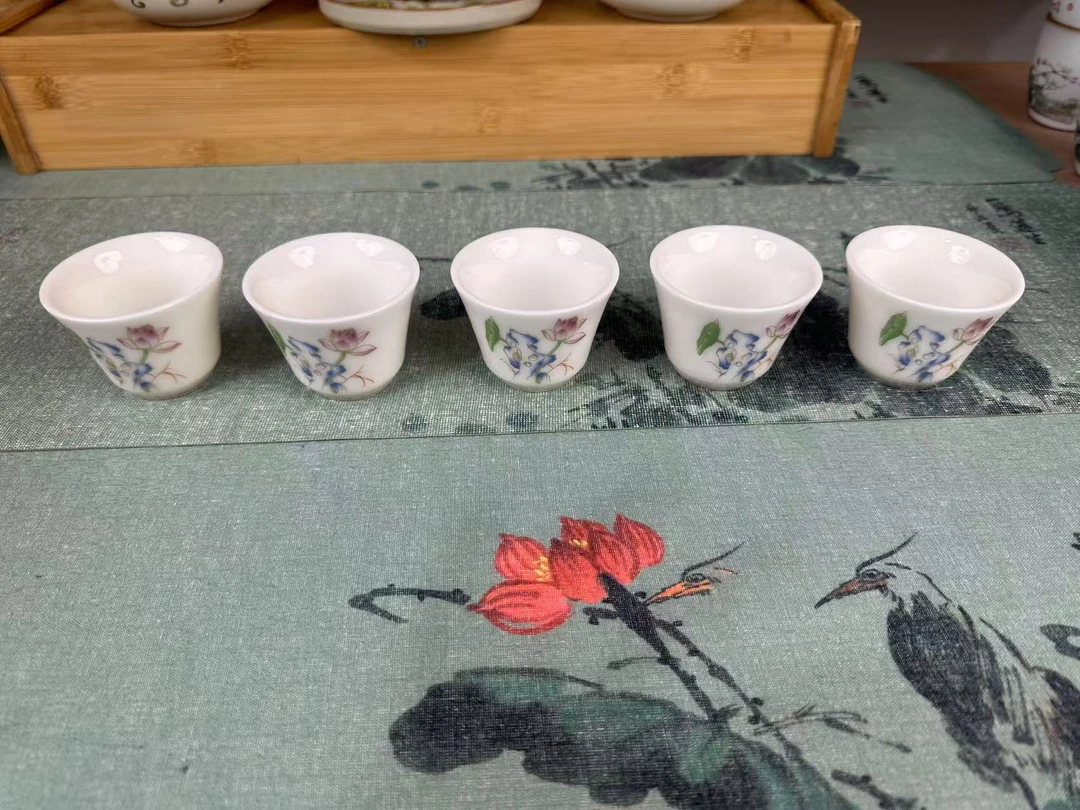 陶瓷手工精美中式印花家用功夫茶具茶杯