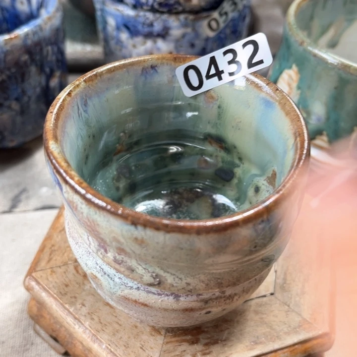 全手工柴烧志野杯小失圆432