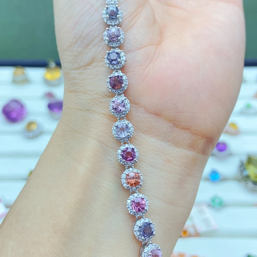 银S925镶嵌手链尖晶石