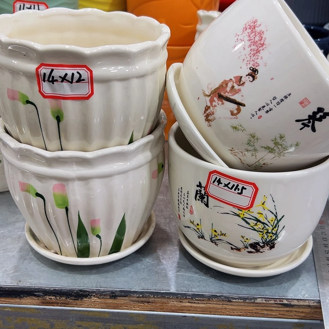 外贸尾单陶瓷花盆凑10米包邮
