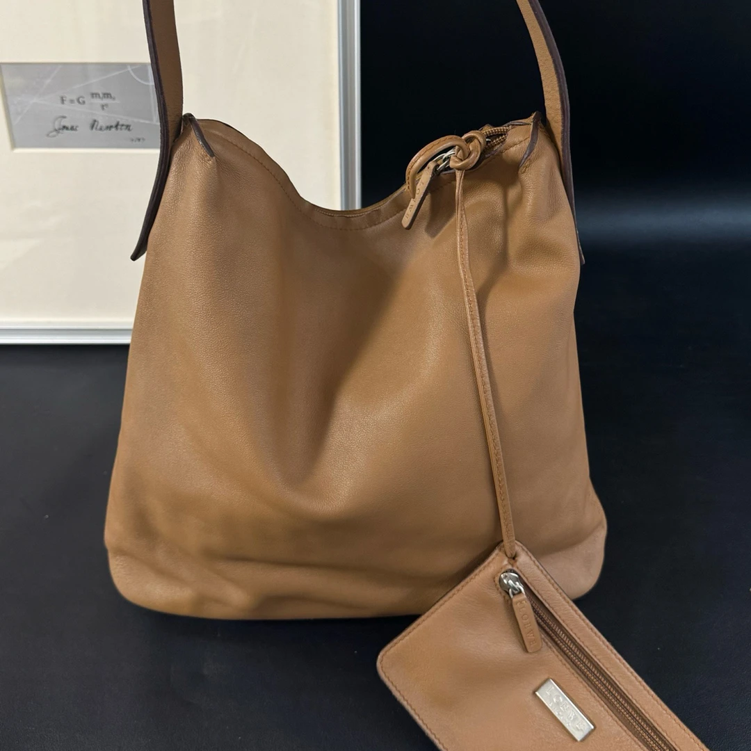 95新 LOEWE/罗意威 莫尤塔/棕色子母托特包单肩包