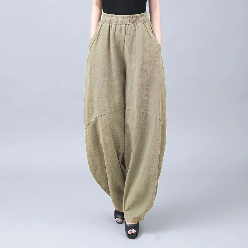 清仓捡漏~专柜剪标纯绵2025新款女装宽松哈伦裤子夏季休闲灯笼裤