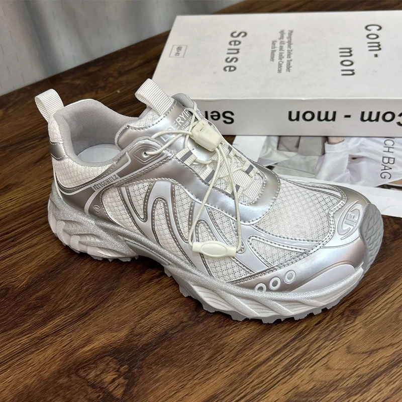 真皮厚底德训鞋女款2025新款爆款鞋子女鞋运动鞋女夏薄款透气网面