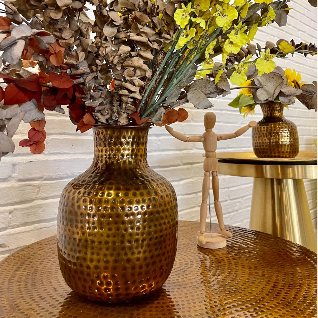 431博瑞奇铜花瓶手工锤纹花器装饰桌面装饰摆件（06808）