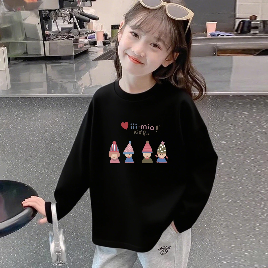 女童简约长袖T恤2025春秋新款儿童洋气上衣中大童百搭纯棉打底衫