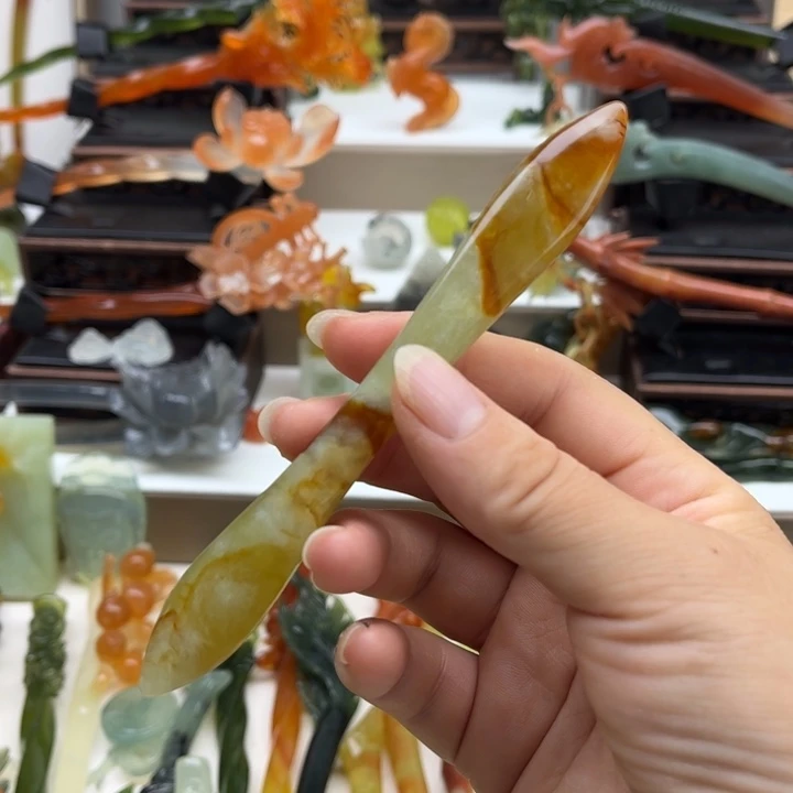 未镶嵌蛇纹石玉岫玉发簪