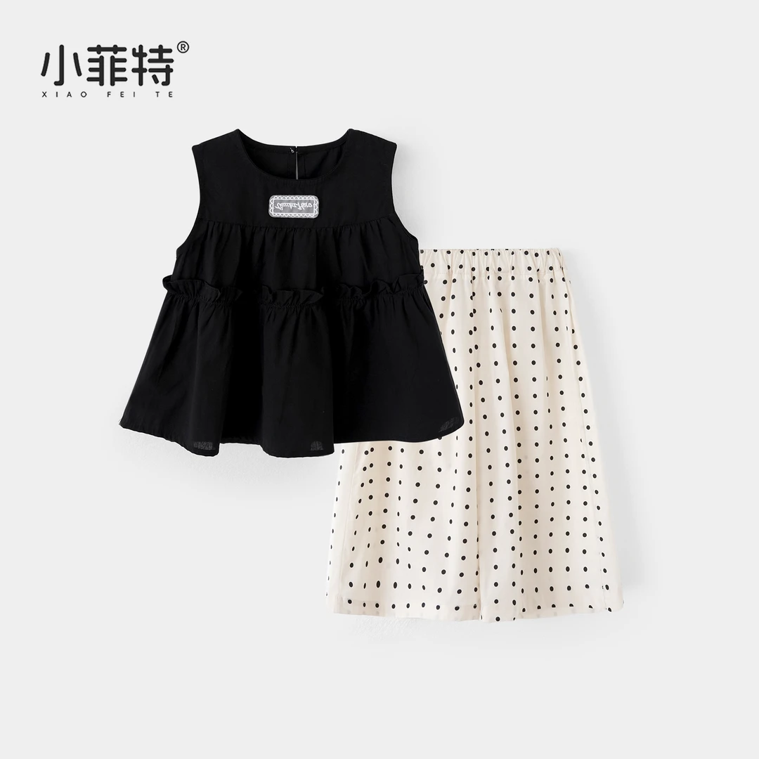 小菲特夏季新款女童休闲套装夏天衣服小女孩无袖两件套BGTX51561