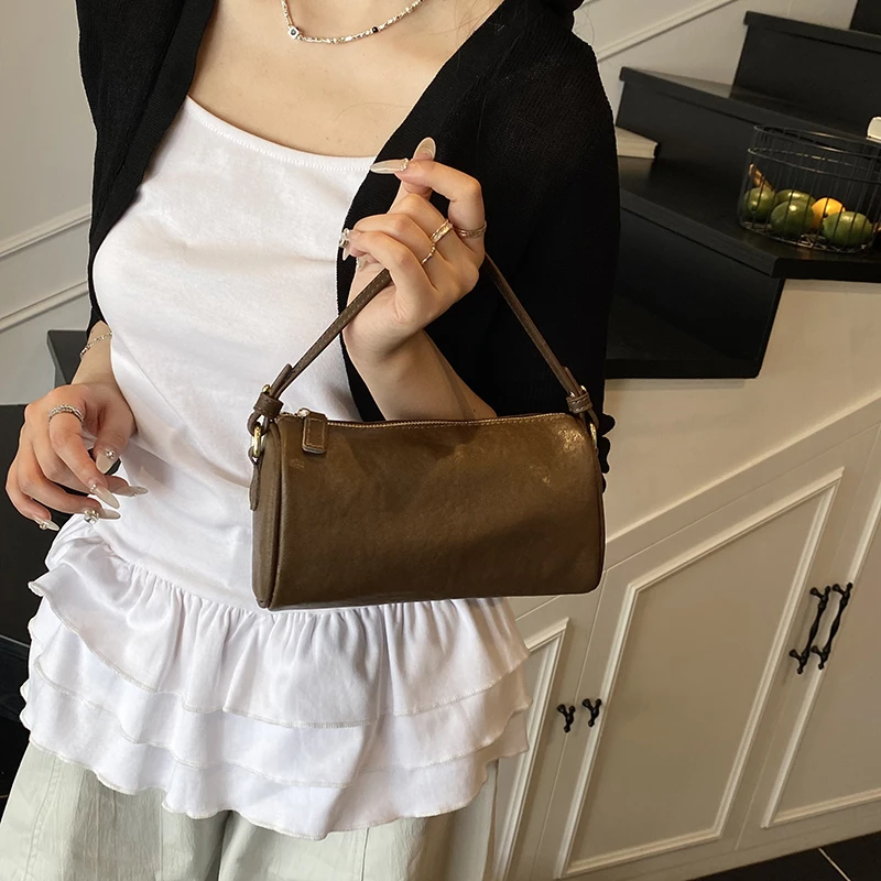 欧美风单肩斜挎包小方包极简风欧若智性风进口头层牛皮女士包包