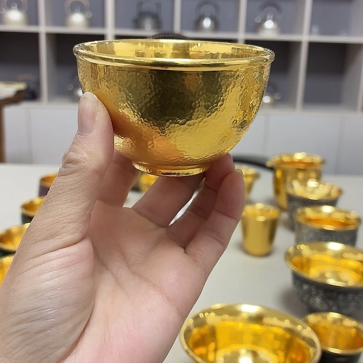 李小鹤里外金足金999鸡心杯100毫升