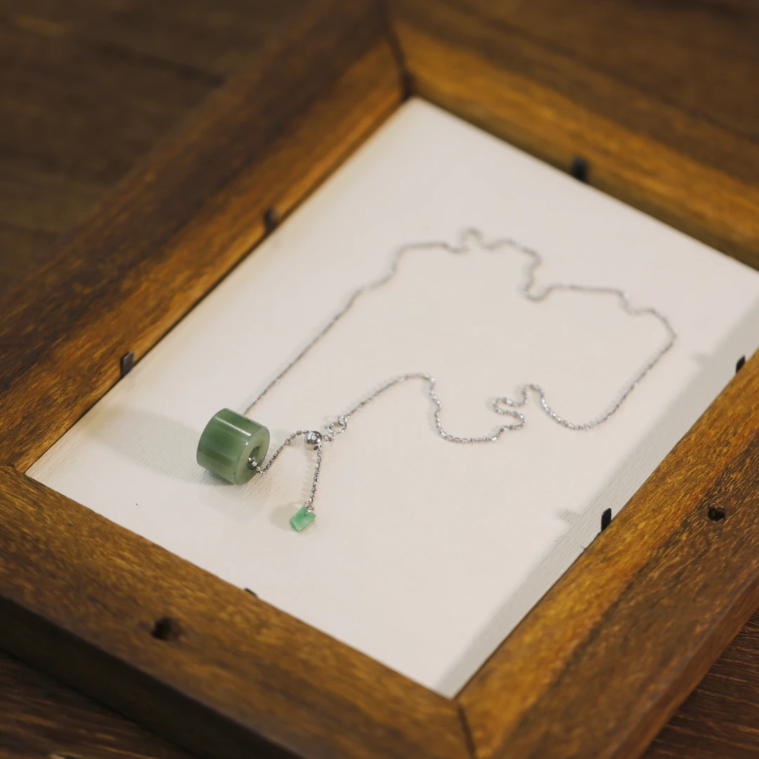 麦麦【澜幽】天然和田玉碧玉+翡翠+925 吊坠 多样性发一