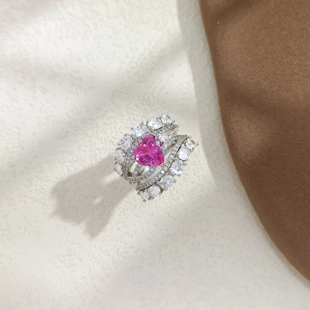 铜合金合成锆石戒指 WXDC-000847 粉语 戒指精致气质简约百搭欧美