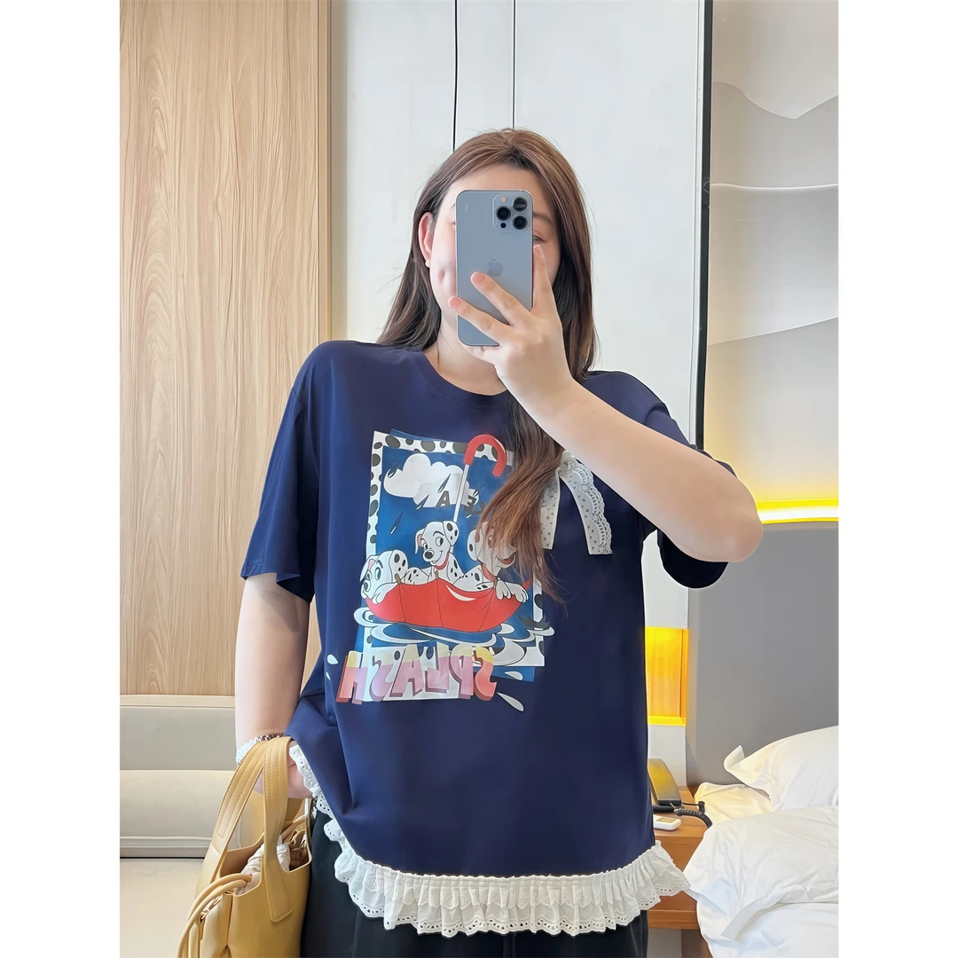 西西里岛 / 美式印花大版短袖T 14480花契大码胖mm200斤休闲时尚