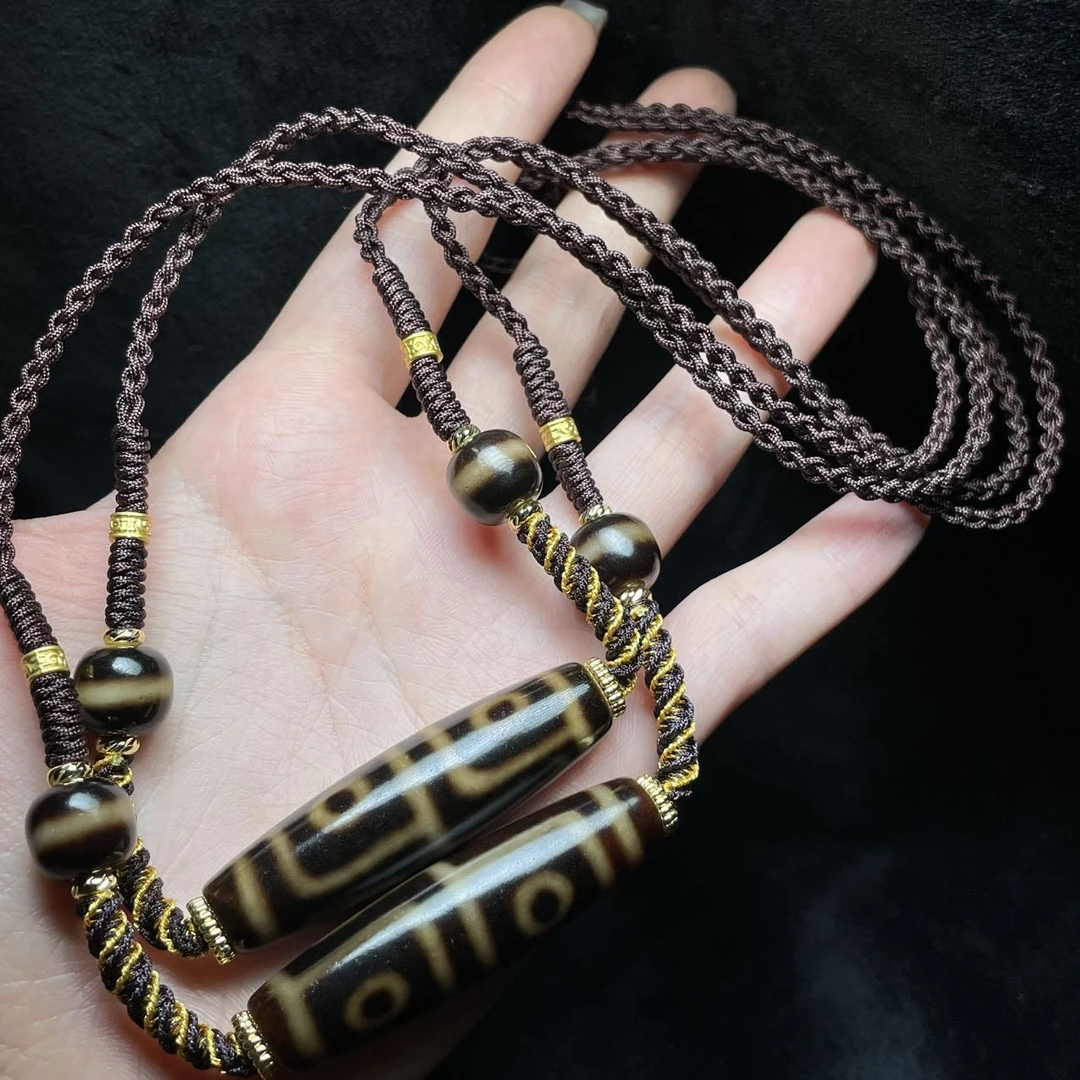 【曹美丽精选】 H45741-玛瑙脖挂（四眼）-多样性发一件-47×13mm