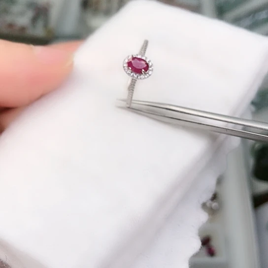 银S925镶嵌戒指红宝石