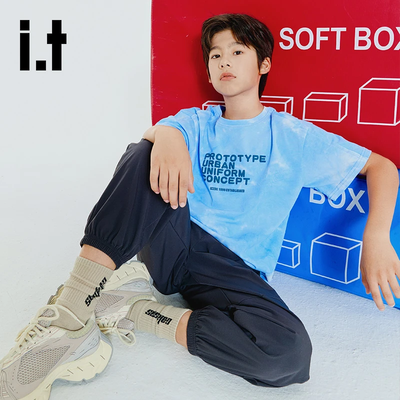 izzue【儿童旗舰】I.T童装纯棉T恤夏季新款宽松时尚短袖MY000360
