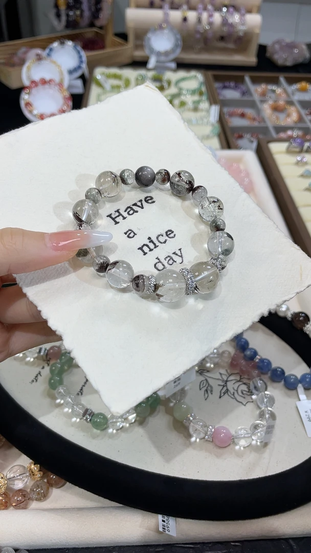 【聚宝盆 耶耶原创设计】天然绿幽灵单圈女士手串