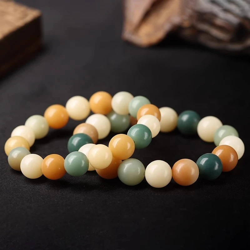 天然多宝菩提根圆珠手串多彩色菩提子佛珠男文玩手链念珠绕指柔女