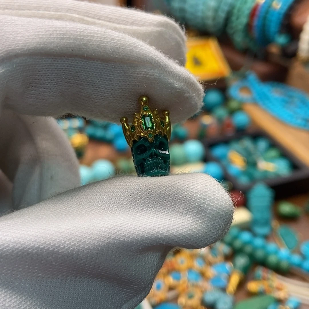 绿松石珠宝奇石足金镶嵌六***治