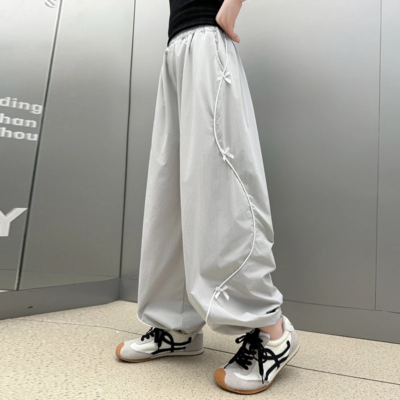 儿童夏装2025新款大女童装宽松裤子冰丝防蚊裤夏季薄款阔腿直筒裤