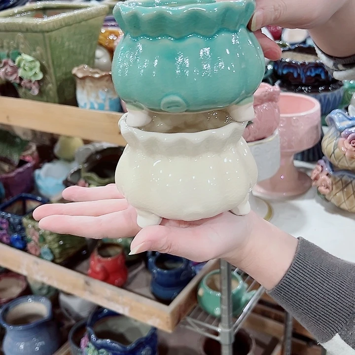 有孔，凑单福利满10元发货陶瓷多肉花盆！