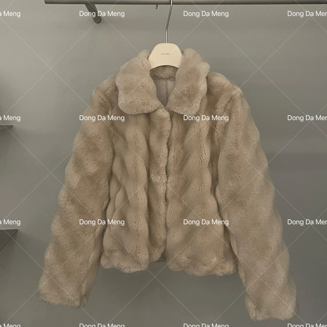 679轻奢高级感宽松显瘦复古翻领百搭短款毛毛外套