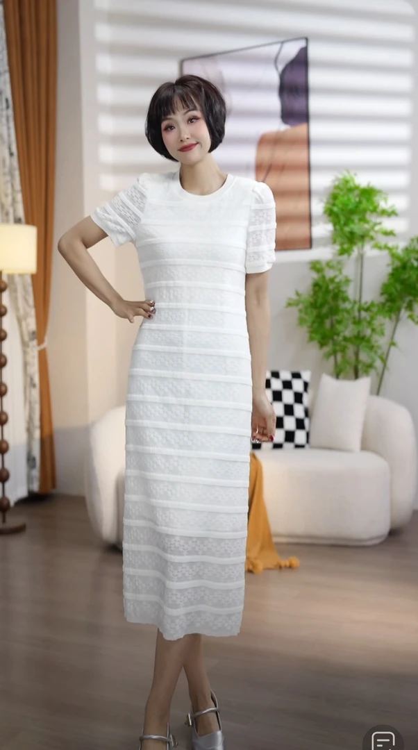 L921夏季时尚圆领蛋糕裙直筒连衣裙DM4