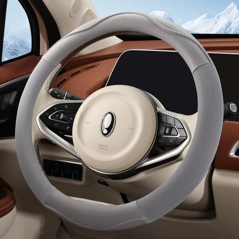夏季汽车方向盘套女四季通用防滑皮革韩国可爱网红车把套大众奔驰