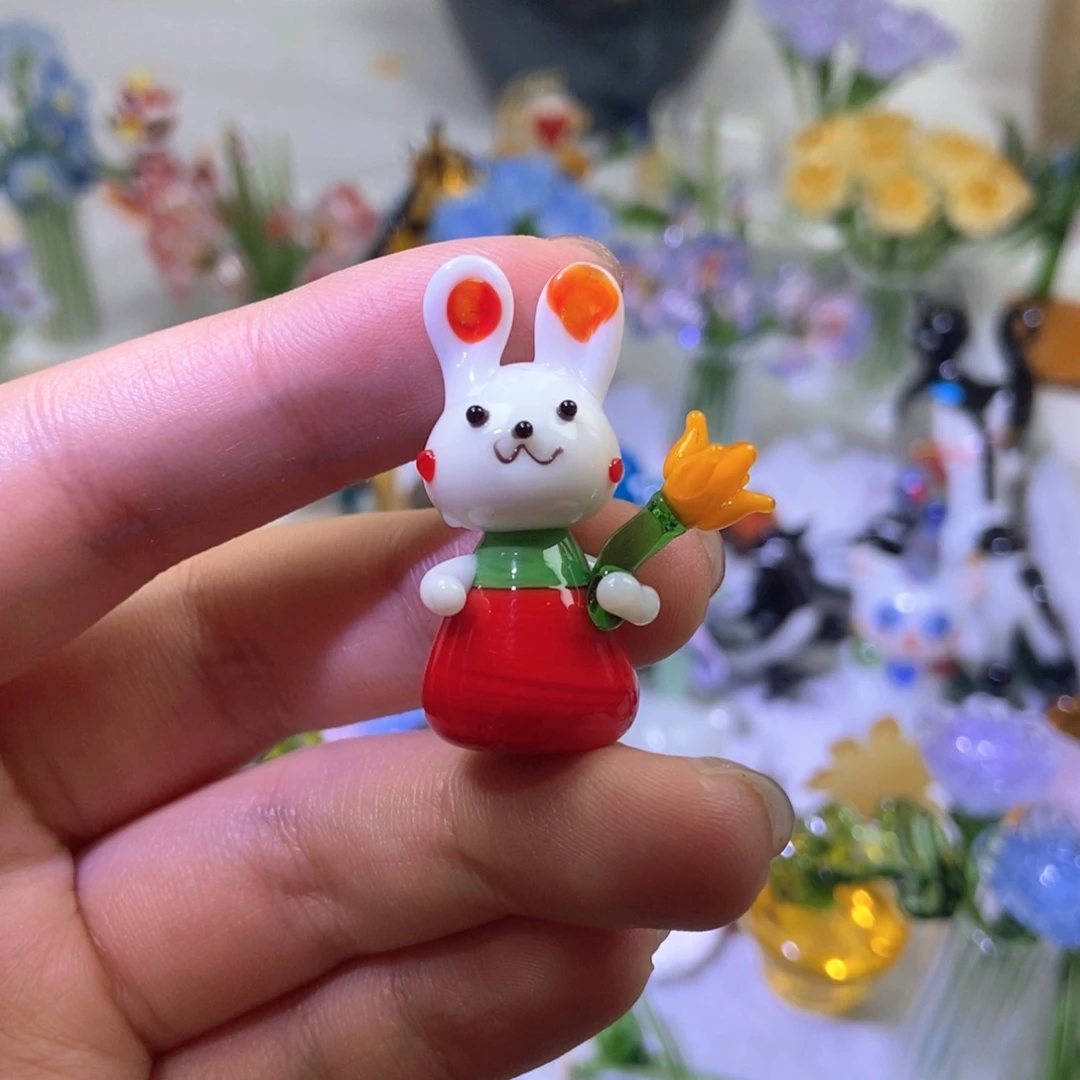 琉璃手工艺品有瑕兔子