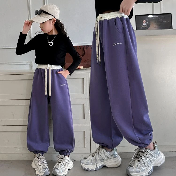 女童裤子春秋装2025新款中大童韩版洋气卫裤13岁儿童初中生