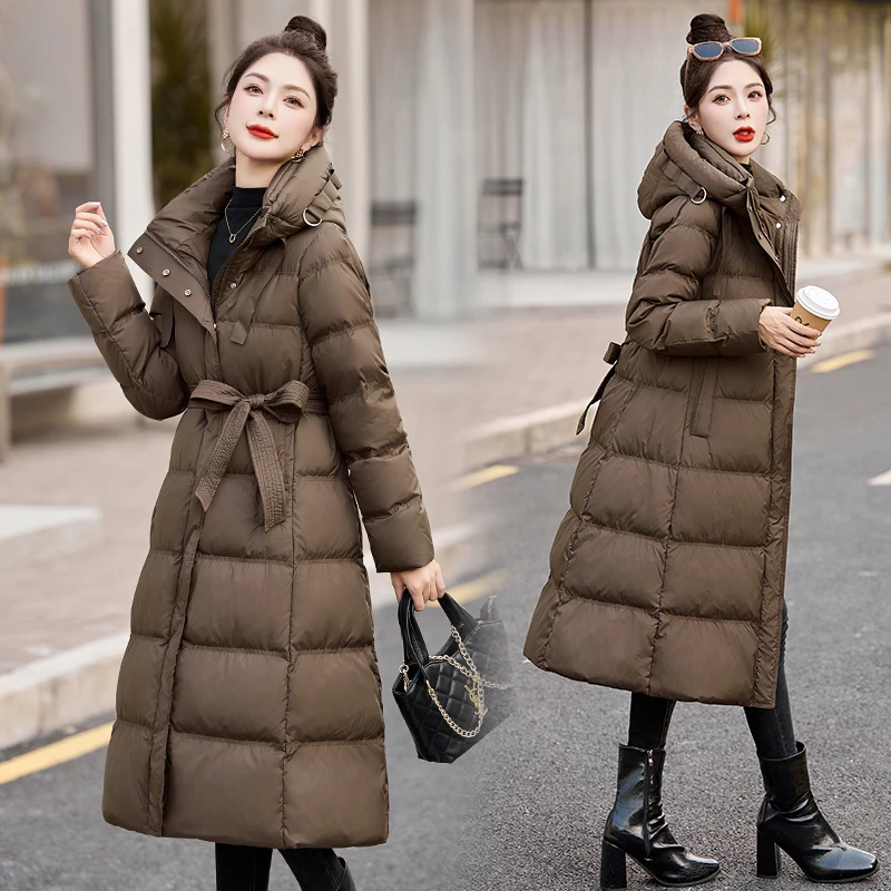 香港中长款气质羽绒服女2025冬季新款收腰显瘦时髦女神范女士保暖