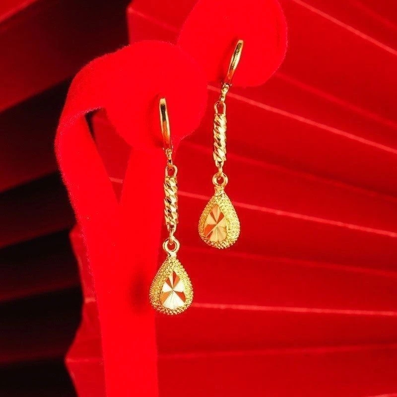 铜合金耳饰 【车花水滴烟管耳扣】时尚轻奢百搭气质精美