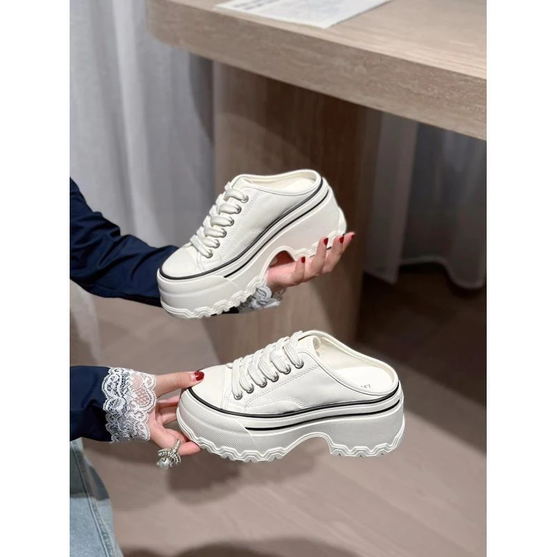 【聚新汇】7010-12真皮系带松糕厚底小白鞋休闲运动熊猫鞋板鞋