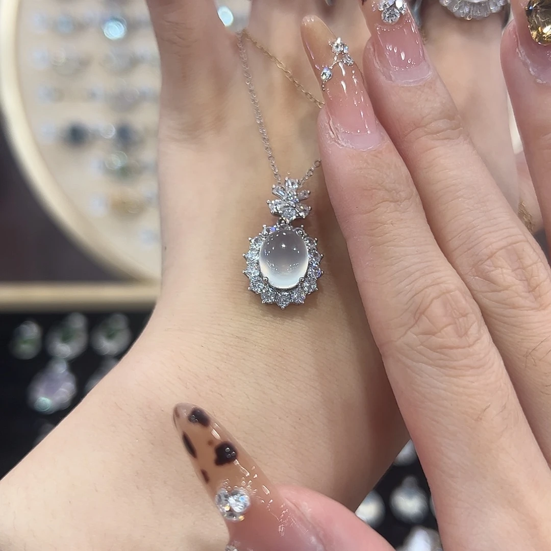 然****蛇纹石玉银S925镶嵌颈饰