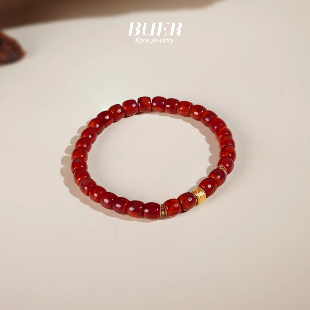 【不二】牛血红18K金DIY直切手串6mm+（多样性发）