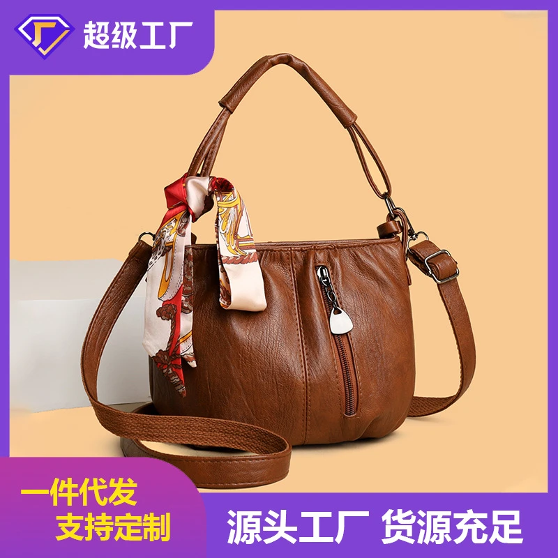 女包时尚褶皱手提包夏季休闲小钱袋包单肩斜挎女包