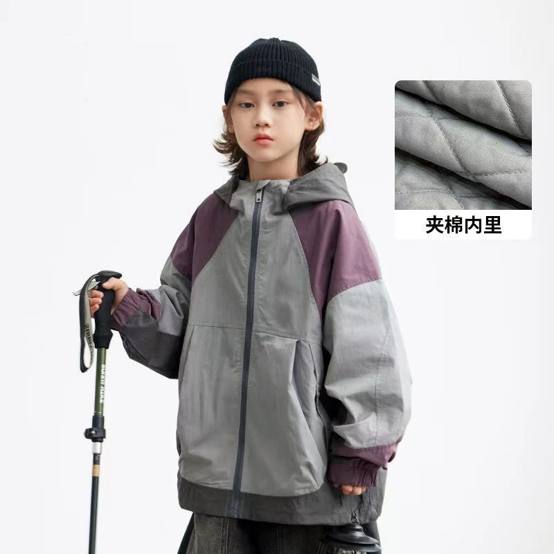 【2025秋冬款上新】男童夹棉外套中大儿童加厚秋冬装男孩连帽上衣潮