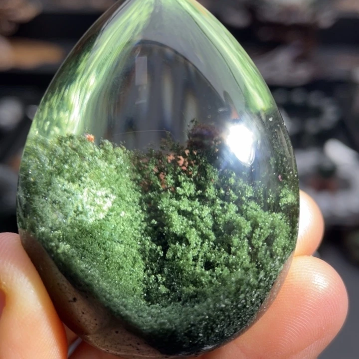颈饰未镶嵌水晶绿幽灵聚宝盆水滴定制
