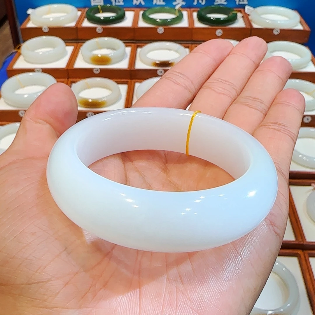 和田玉未镶嵌手镯新疆轮胎羊脂白玉54 55 56