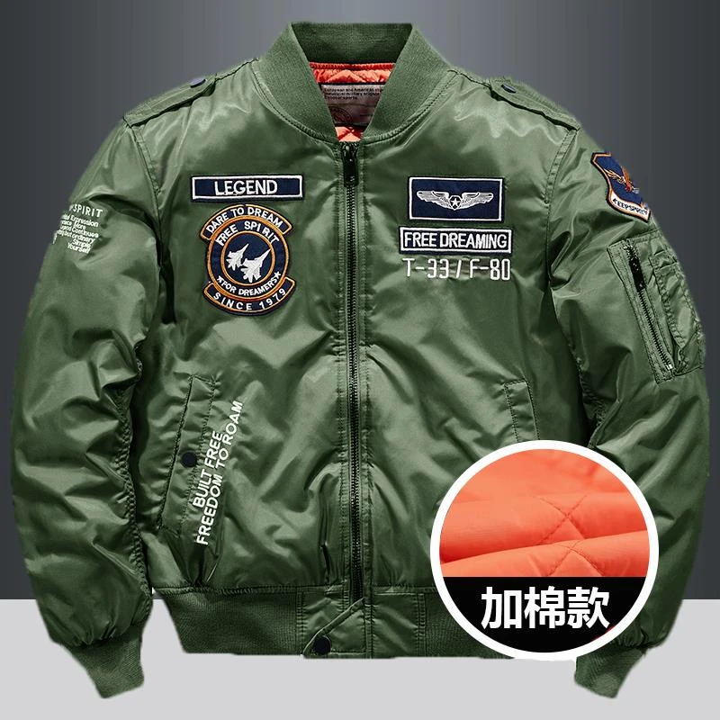 冬季新款ma1飞行员夹克男加男棒球服大码工装保暖外套加厚男衣潮