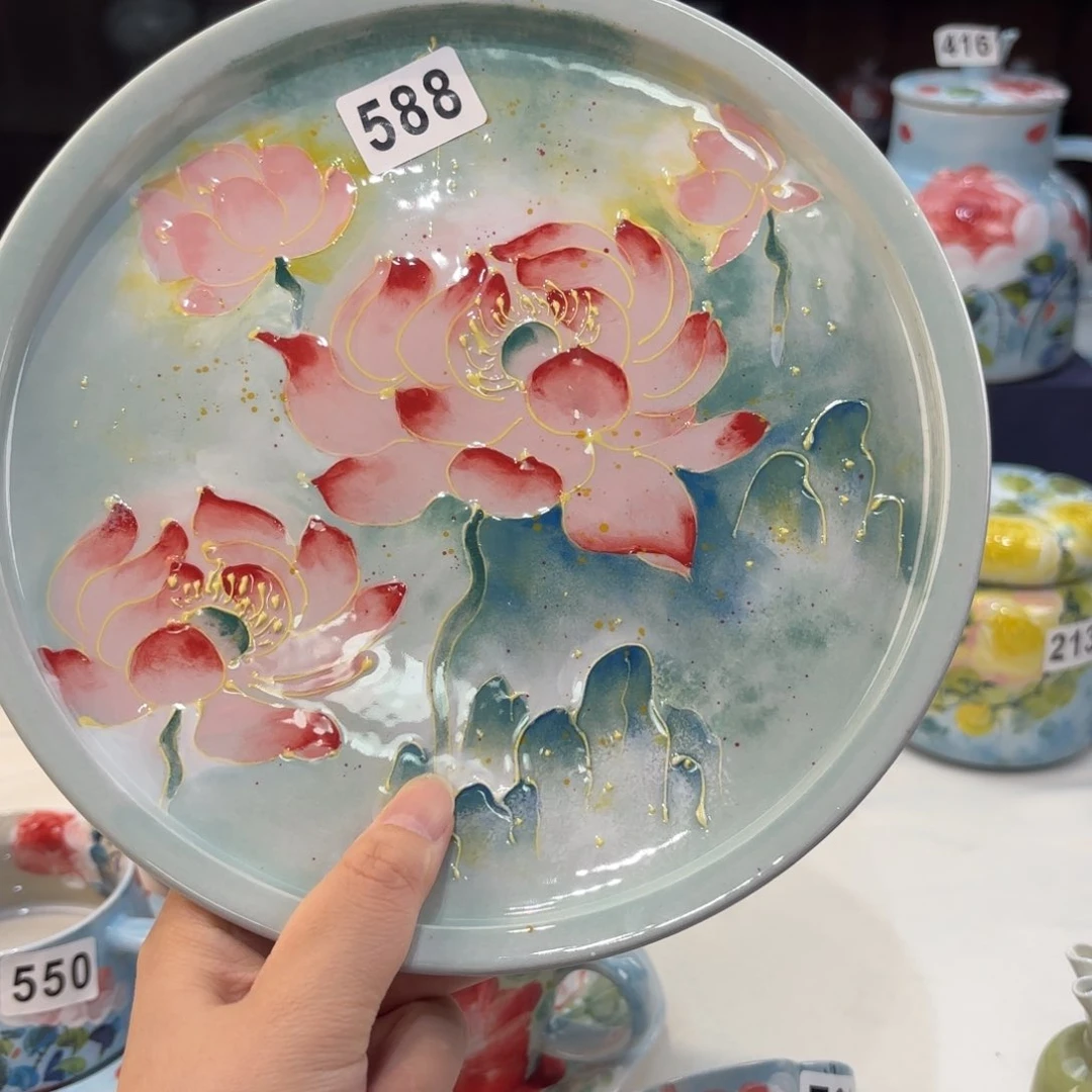 瓷片景德镇手绘高温釉下彩陶瓷茶具