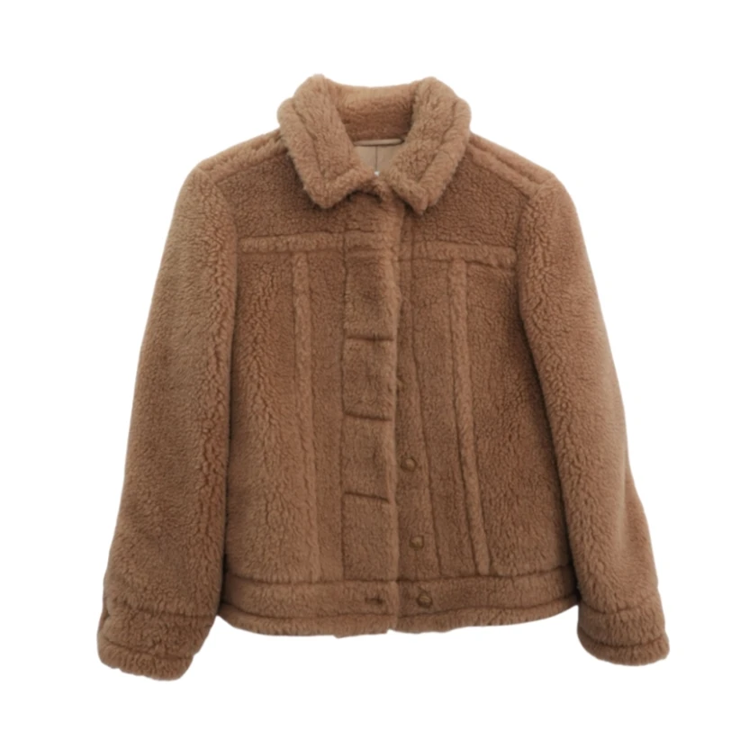 99新 MaxMara  纯色休闲夹克 女款 驼色 尺码32 /F1600034