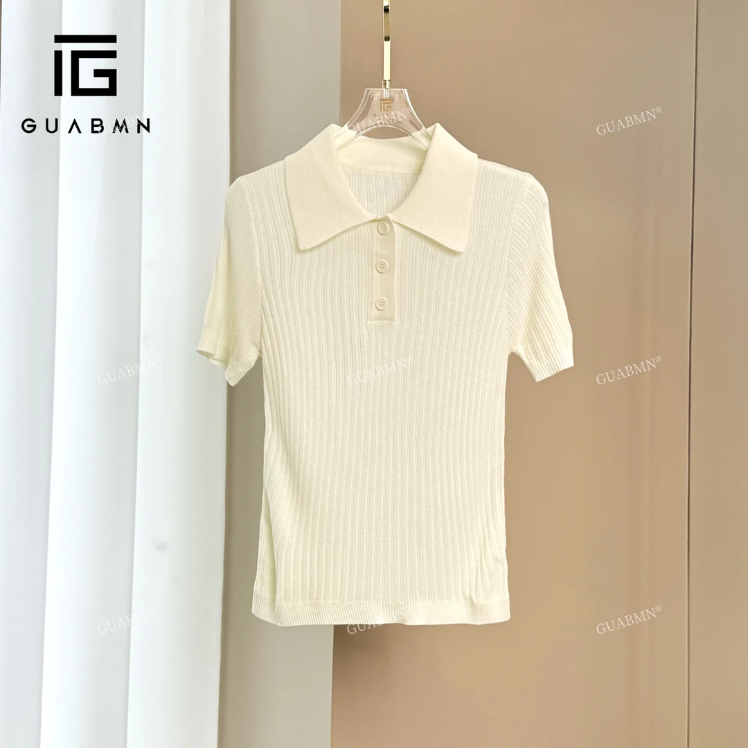 GUABMN2025夏季新款时尚百搭气质POLO短袖针织衫3928