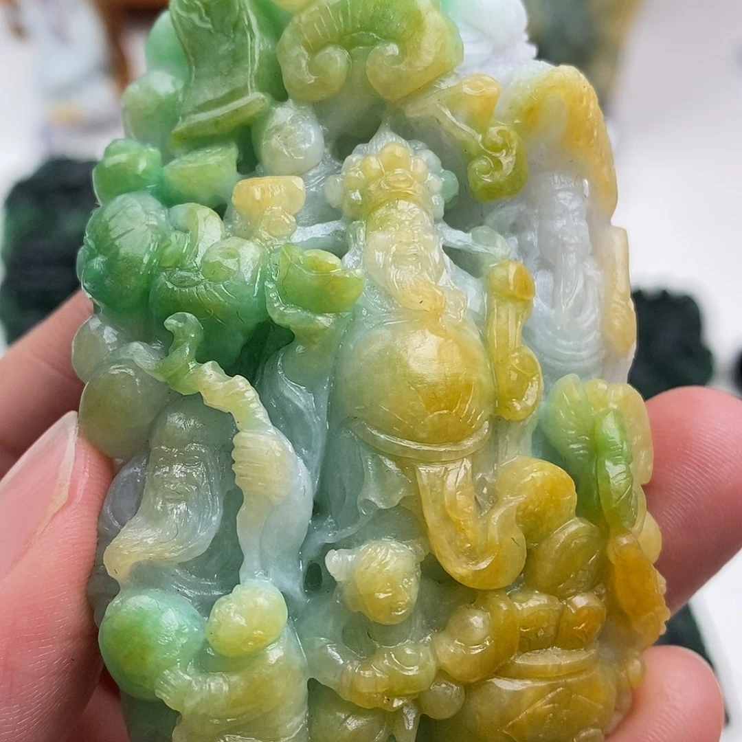 定制翡翠未镶嵌福禄寿（手把件）