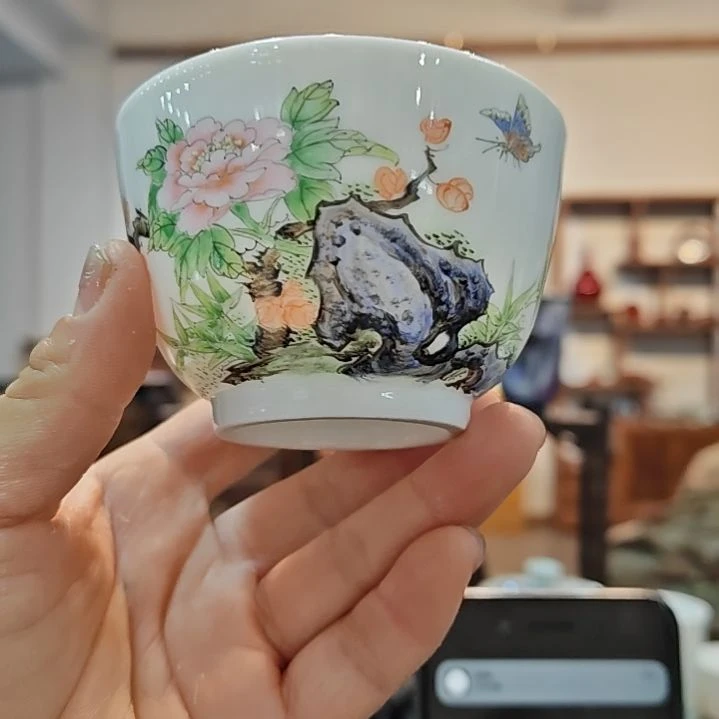 柚景德镇手工手绘花鸟主人杯