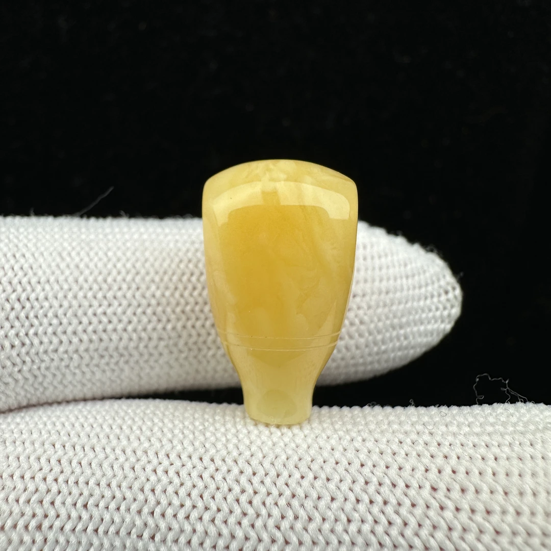 Y2929天然原矿蜜蜡 鸡油黄白花三通 12.3*21mm抖音基地质检发货