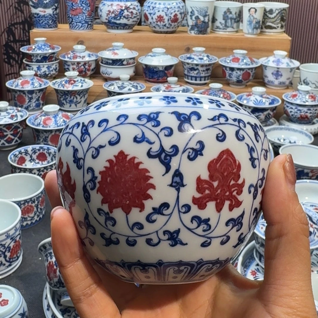 缠枝莲风水缸水洗